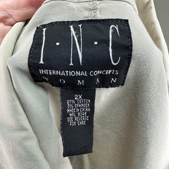 INC International Concepts Womens 2X Button Up‎ Jacket Shirt Tan Utility - Picture 6 of 7